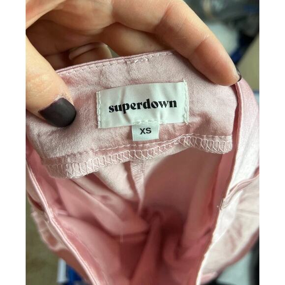 superdown Pink Satin Cargo Pants Size XS Drawstring Hem Pockets Streetwear Women - Picture 3 of 6